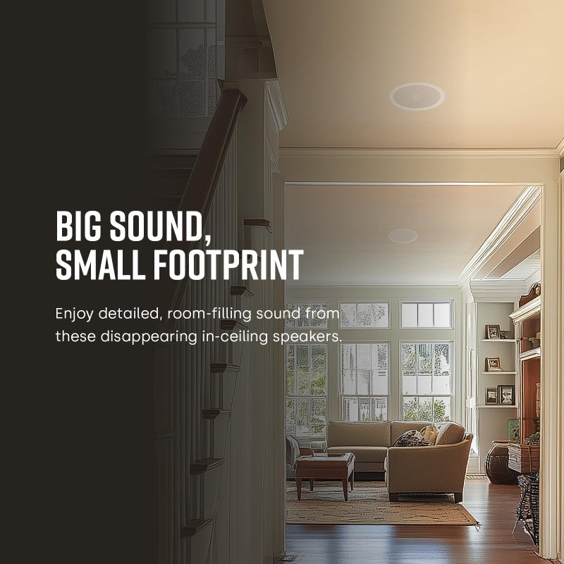 Polk Audio RC6s 6.5" in-Ceiling Speaker, Stereo Speaker, Dual Channel from a Single Location, Great for Damp, Humid Placement, (White, Paintable Grille) - Image 2